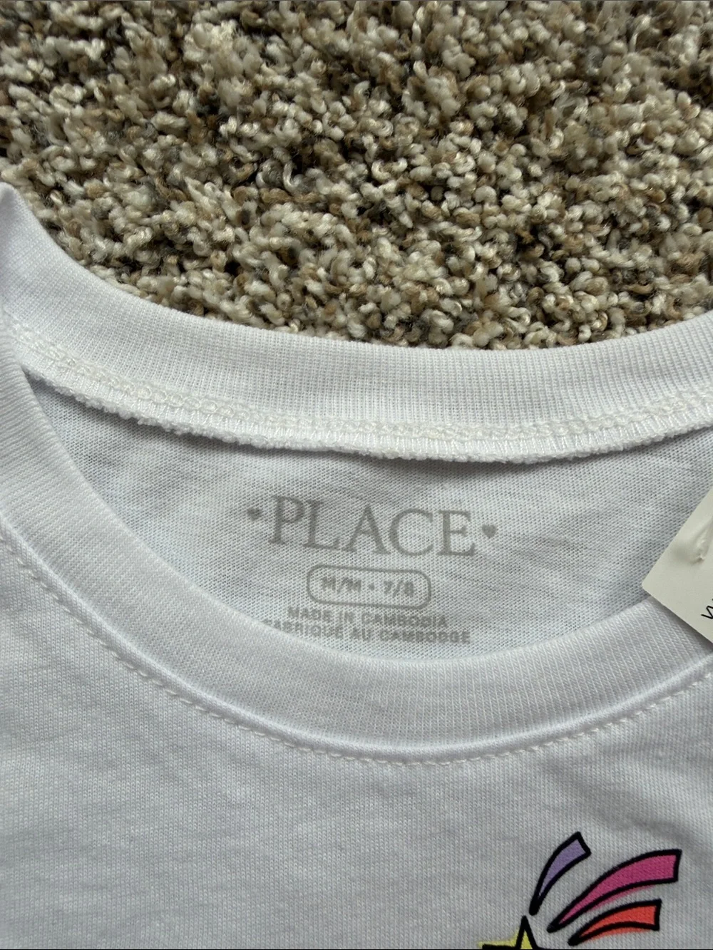 NWT The Children's Place White 'First Day of School' Colorful Graphic Tee size M